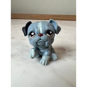 Littlest Pet Shop #668 Bluish Gray Bulldog Clover Eyes LPS 2007